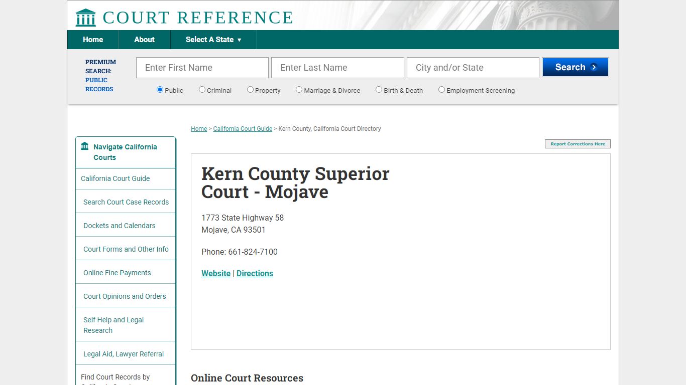 Kern County Superior Court - Mojave - CourtReference.com